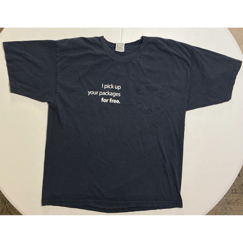 VTG USA Made USPS Single Stitch Double Side Sleeve Hit T-Shirt Navy Mens 2XL - Picture 2 of 5